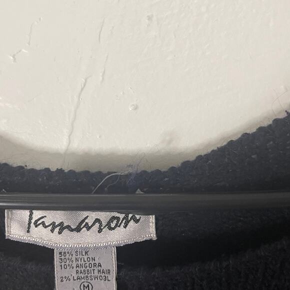 Tamaron Medium Vintage Silk Angora Lambswool Black Crochet Sweater Grunge Twee - Picture 5 of 7